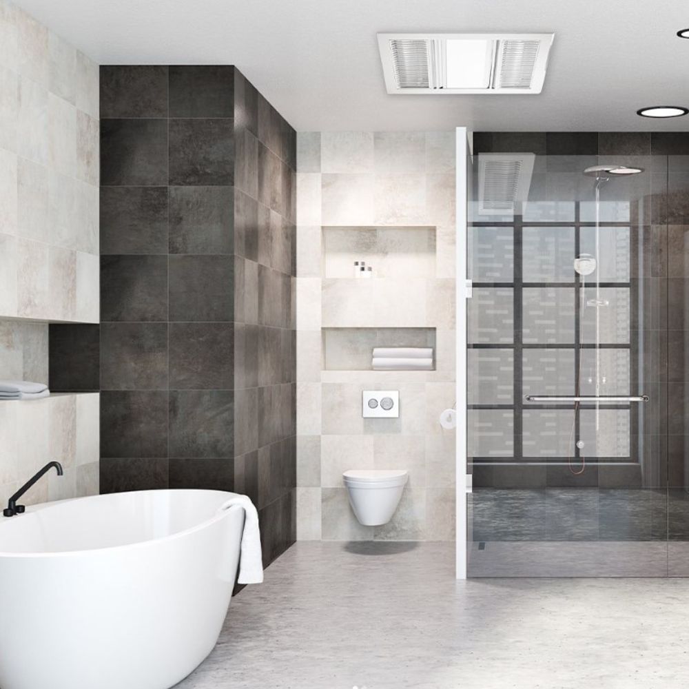 Ventair AIRBUS-3-IN-1 - 3-in-1 High Performance Bathroom Heater 18W LED Light and Exhaust Fan Unit - Mases LightingVentair