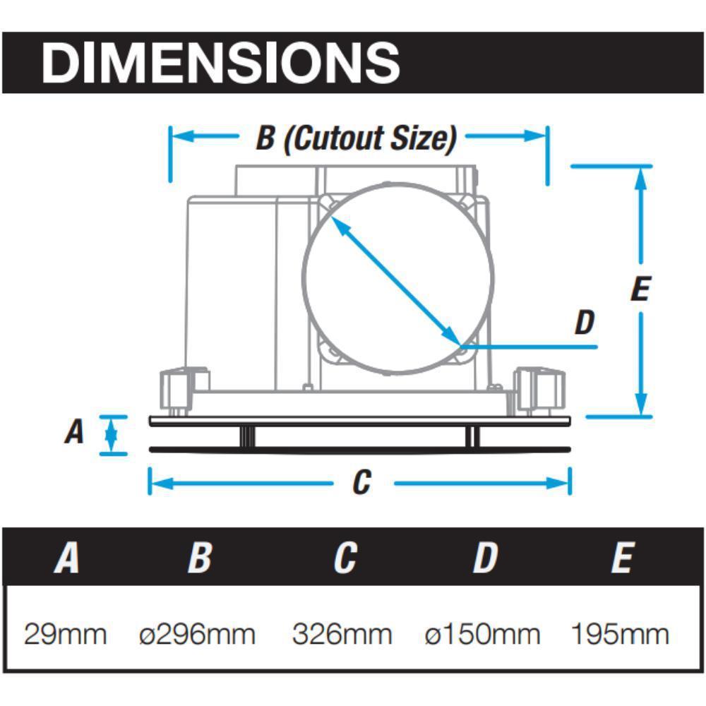 Ventair AIRBUS-300 - Ultimate Air Extraction Low Profile - Square or Round - Exhaust Fan - Mases LightingVentair