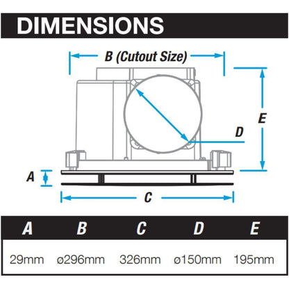 Ventair AIRBUS-300 - Ultimate Air Extraction Low Profile - Square or Round - Exhaust Fan - Mases LightingVentair