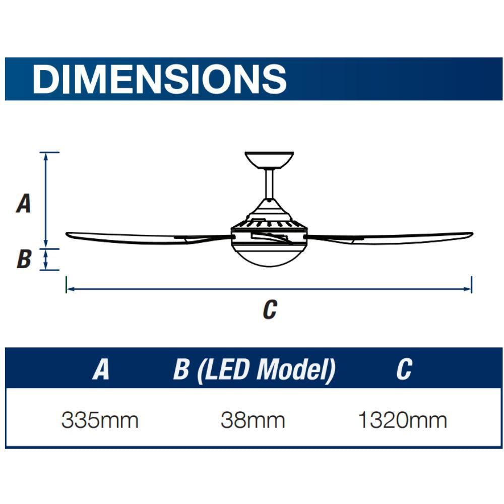 Ventair ROYALE-II-DC - 4 Blade 1320mm 52" DC Ceiling fan