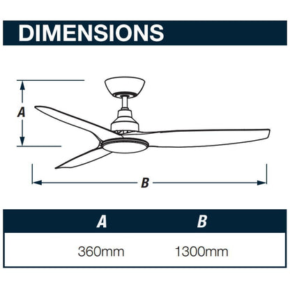 Ventair SKYFAN-52-LIGHT - 1300mm 52" DC Ceiling Fan With 20W LED Light - Smart Control Adaptable - Remote Included - Mases LightingVentair