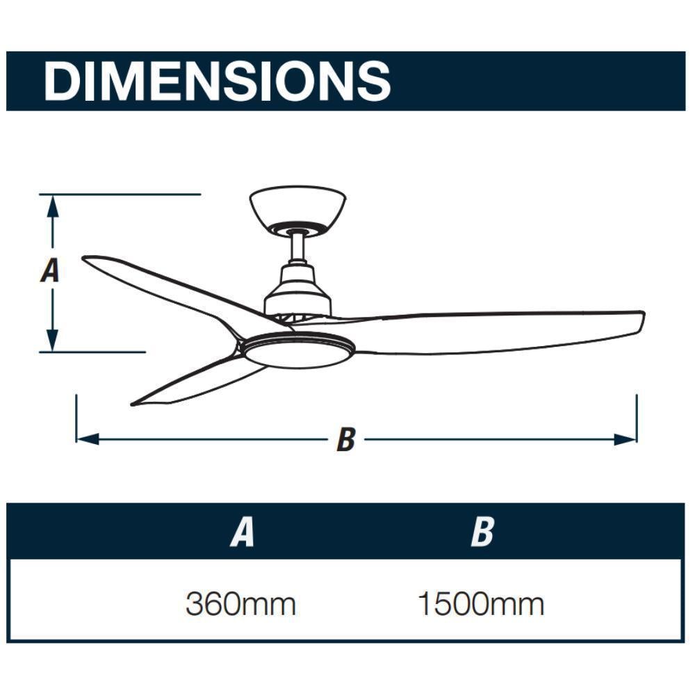 Ventair SKYFAN-60-LIGHT - 1500mm 60" DC Ceiling Fan With 20W LED Light - Smart Control Adaptable - Remote Included - Mases LightingVentair