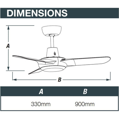 Ventair SPYDA-36 - 3 Blade 900mm 36" Fully Moulded PC AC Ceiling Fan - Mases LightingVentair