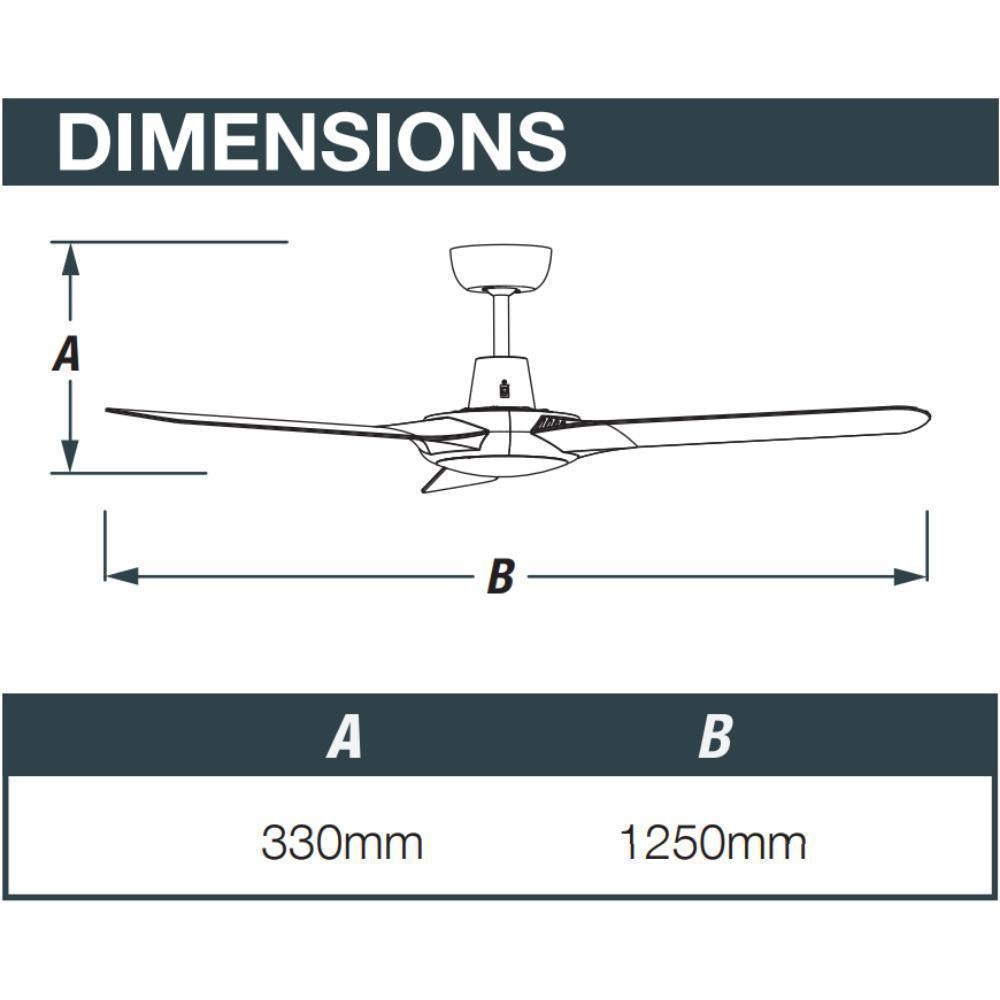 Ventair SPYDA-50 - 3 Blade 1250mm 50" Fully Moulded PC AC Ceiling Fan - Mases LightingVentair