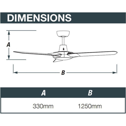 Ventair SPYDA-50 - 3 Blade 1250mm 50" Fully Moulded PC AC Ceiling Fan - Mases LightingVentair