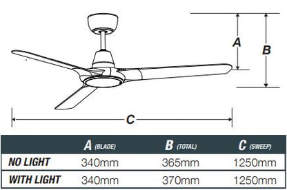 Ventair SPYDA-EC - 3 Blade 50" 1250mm EC Ceiling Fan - Mases LightingVentair