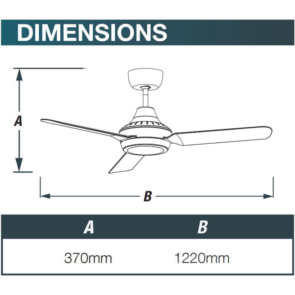 Ventair STANZA-48-LED-LIGHT - 3 Blade 1220mm 48" AC Ceiling Fan With 20W LED Light 4200K - Mases LightingVentair