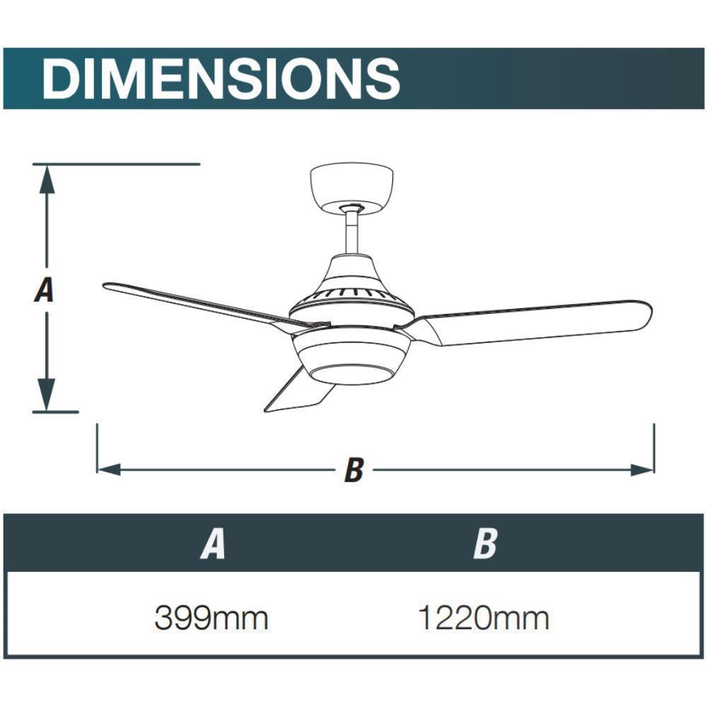 Ventair STANZA White 48" (1220mm) AC Ceiling Fan With Light And Remote - Mases LightingVentair