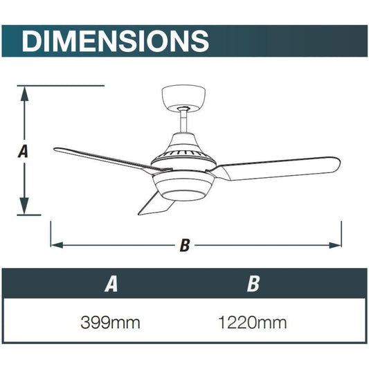 Ventair STANZA White 48" (1220mm) AC Ceiling Fan With Light And Remote - Mases LightingVentair