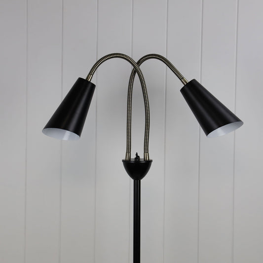 Walt 2 Light Floor Lamp Black & Antique Brass - SL98812AB - Mases LightingOriel Lighting