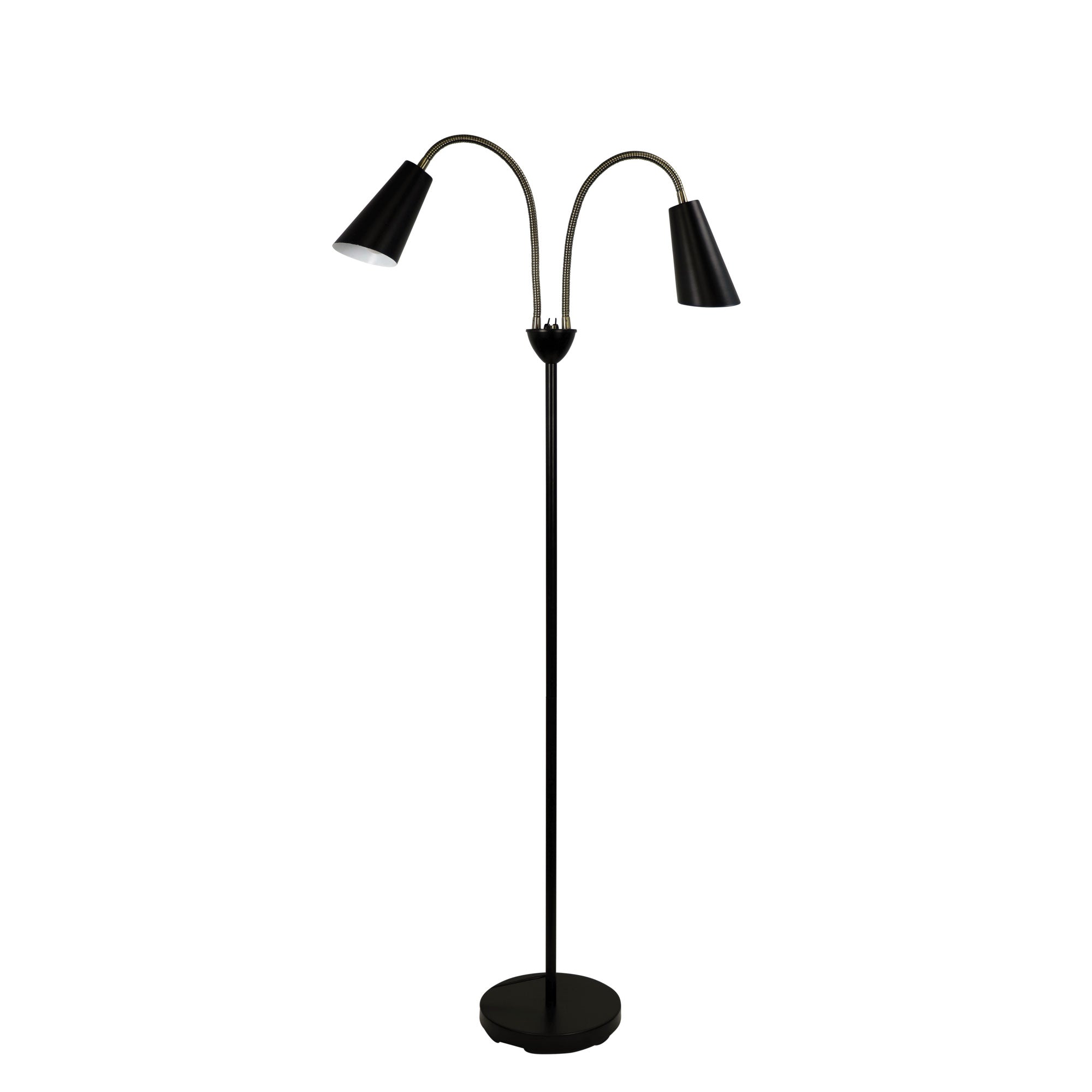 Walt 2 Light Floor Lamp Black & Antique Brass - SL98812AB - Mases LightingOriel Lighting
