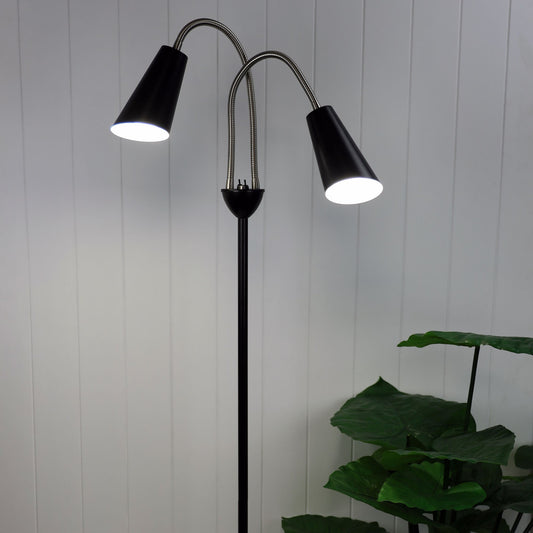 Walt 2 Light Floor Lamp Black & Brushed Chrome - SL98812BC - Mases LightingOriel Lighting