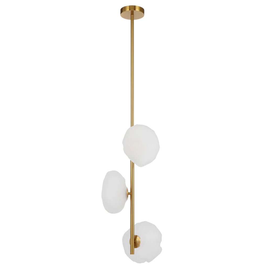 Zecca 3Lt Pendant Light Vertical in Antique Gold & Frosted Glass - Mases LightingTelbix